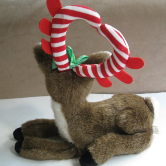 APPLAUSE Christmas Holiday Reindeer 12" Plush Vintage Candy Cane Striped Antlers - Picture 4 of 9